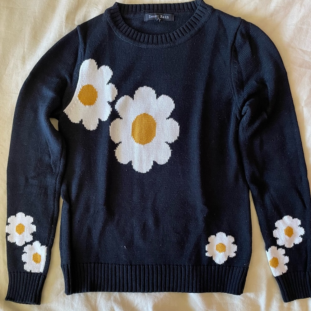 Black Daisy Sweater